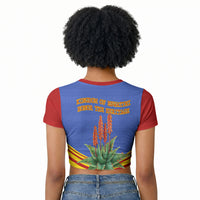 Eswatini Independence Day Raglan Cropped T shirt Sable Antelope - Aloe Succulent - Flag Shield
