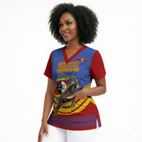 Eswatini Independence Day Scrub Top Sable Antelope - Aloe Succulent - Flag Shield
