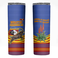 Eswatini Independence Day Skinny Tumbler Sable Antelope - Aloe Succulent - Flag Shield