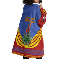 Eswatini Independence Day Wearable Blanket Hoodie Sable Antelope - Aloe Succulent - Flag Shield