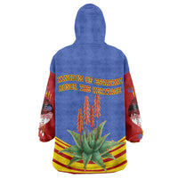 Eswatini Independence Day Wearable Blanket Hoodie Sable Antelope - Aloe Succulent - Flag Shield