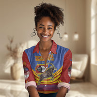 Eswatini Independence Day Women Casual Shirt Sable Antelope - Aloe Succulent - Flag Shield