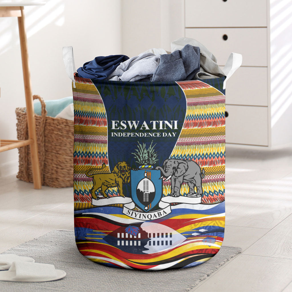 Eswatini Independence Day Laundry Basket Freedom Pride - Lion Elephant - Strelitzia Flowers