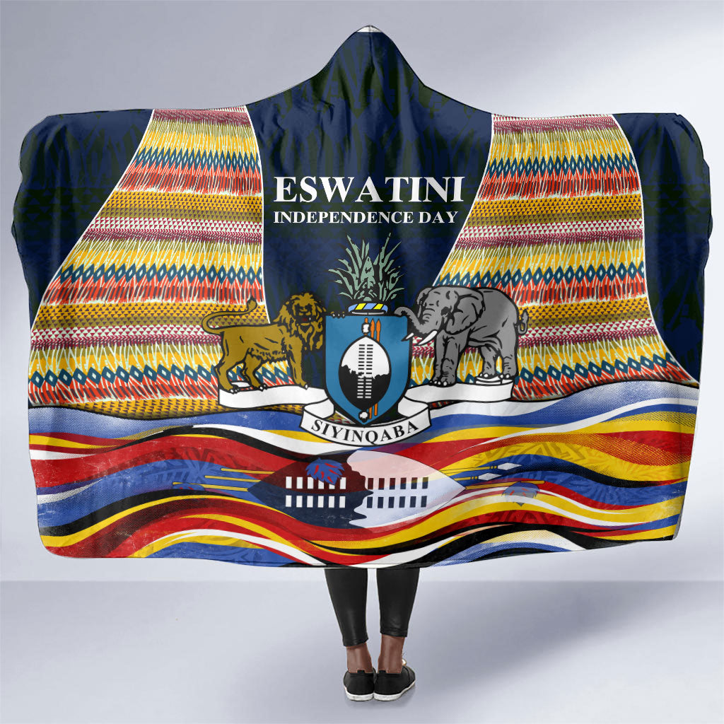 Eswatini Independence Day Hooded Blanket Freedom Pride - Lion Elephant - Strelitzia Flowers