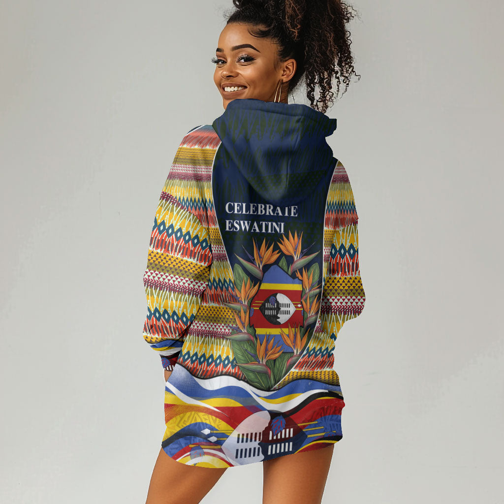 Eswatini Independence Day Hoodie Dress Freedom Pride - Lion Elephant - Strelitzia Flowers
