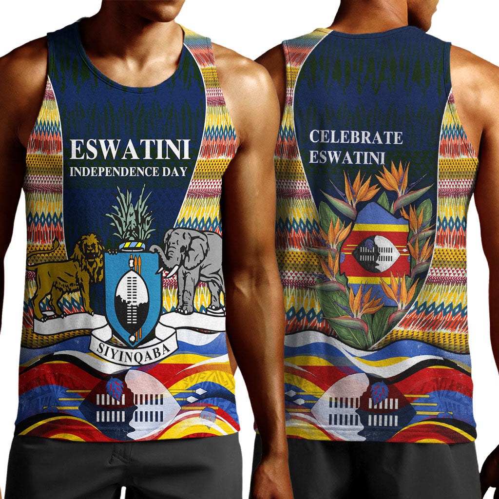 Eswatini Independence Day Men Tank Top Freedom Pride - Lion Elephant - Strelitzia Flowers