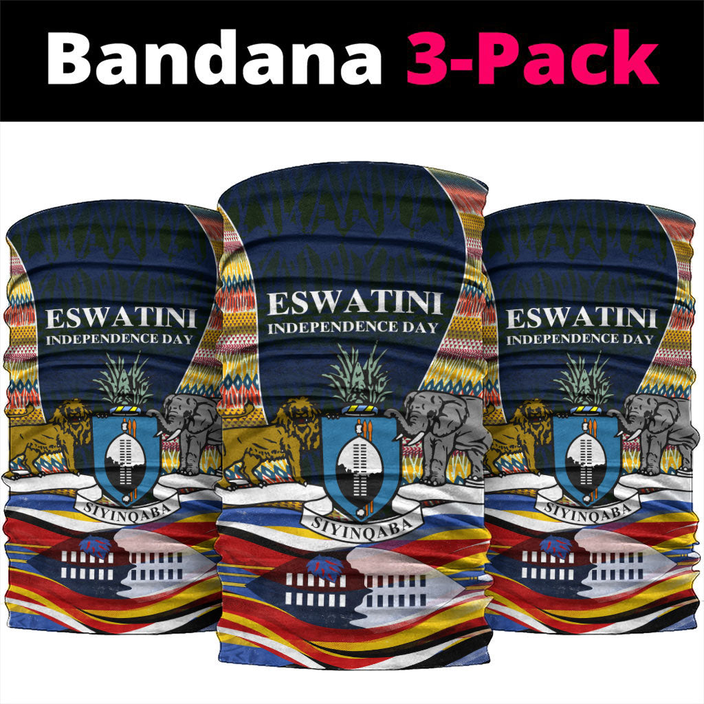 Eswatini Independence Day Neck Gaiter Freedom Pride - Lion Elephant - Strelitzia Flowers