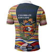 Eswatini Independence Day Polo Shirt Freedom Pride - Lion Elephant - Strelitzia Flowers