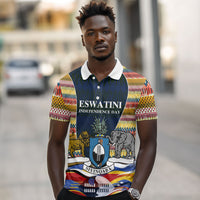 Eswatini Independence Day Polo Shirt Freedom Pride - Lion Elephant - Strelitzia Flowers