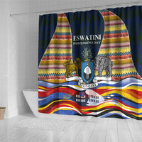 Eswatini Independence Day Shower Curtain Freedom Pride - Lion Elephant - Strelitzia Flowers
