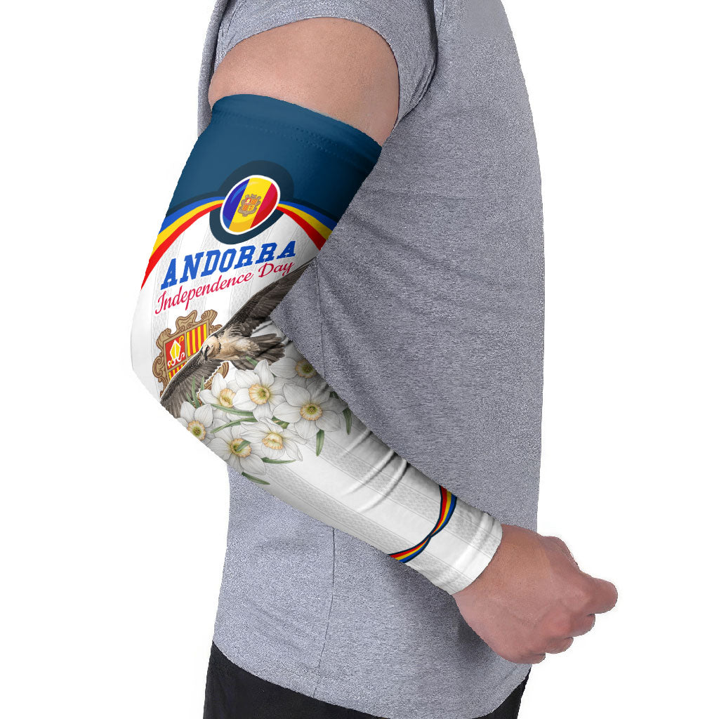Andorra Independence Day Arm Sleeves Freedom Grandella Narcissus Falcon Map Flag