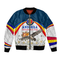 Andorra Independence Day Bomber Jacket Freedom Grandella Narcissus Falcon Map Flag