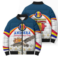 Andorra Independence Day Bomber Puffer Jacket Freedom Grandella Narcissus Falcon Map Flag