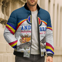 Andorra Independence Day Bomber Puffer Jacket Freedom Grandella Narcissus Falcon Map Flag
