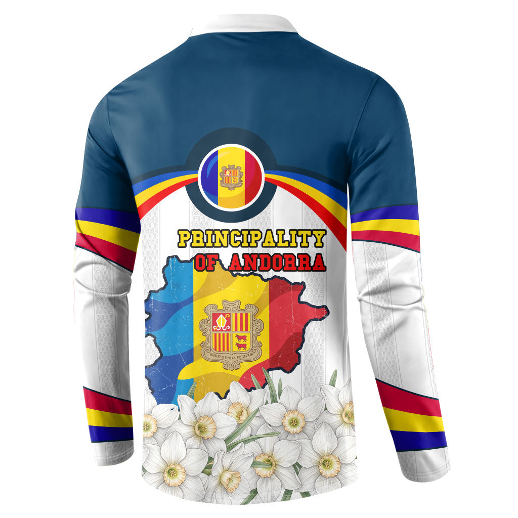 Andorra Independence Day Button Sweatshirt Freedom Grandella Narcissus Falcon Map Flag