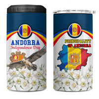Andorra Independence Day 4 in 1 Can Cooler Tumbler Freedom Grandella Narcissus Falcon Map Flag
