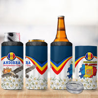 Andorra Independence Day 4 in 1 Can Cooler Tumbler Freedom Grandella Narcissus Falcon Map Flag