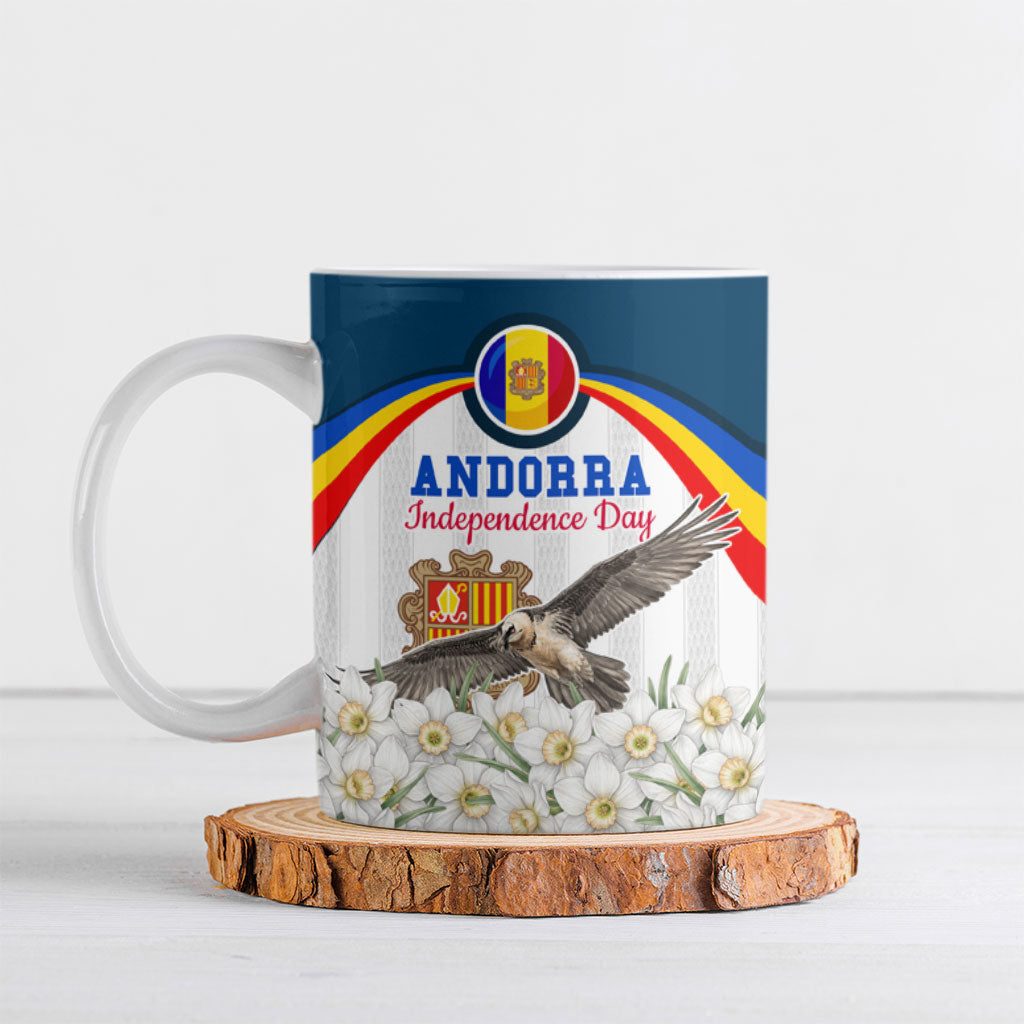 Andorra Independence Day Ceramic Mug Freedom Grandella Narcissus Falcon Map Flag