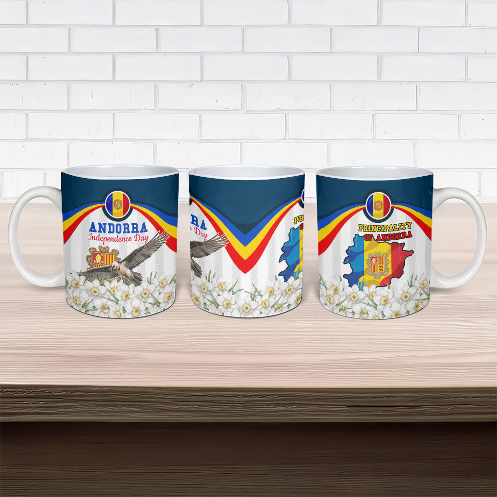 Andorra Independence Day Ceramic Mug Freedom Grandella Narcissus Falcon Map Flag