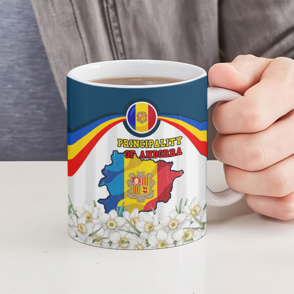 Andorra Independence Day Ceramic Mug Freedom Grandella Narcissus Falcon Map Flag