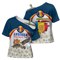 Andorra Independence Day Cross Shoulder Shirt Freedom Grandella Narcissus Falcon Map Flag