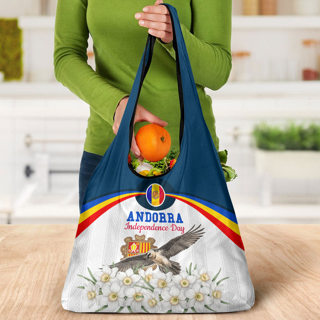 Andorra Independence Day Grocery Bag Freedom Grandella Narcissus Falcon Map Flag