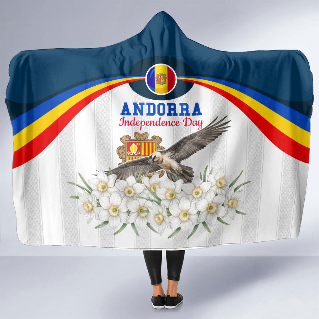 Andorra Independence Day Hooded Blanket Freedom Grandella Narcissus Falcon Map Flag