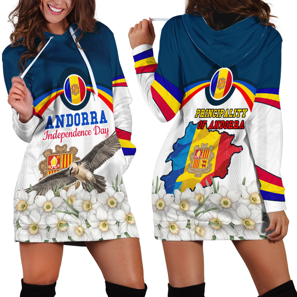 Andorra Independence Day Hoodie Dress Freedom Grandella Narcissus Falcon Map Flag