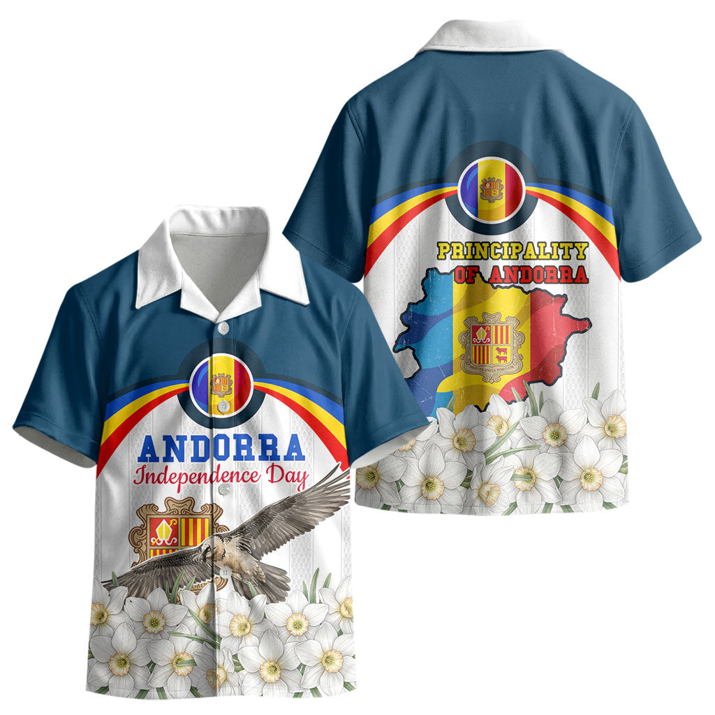 Andorra Independence Day Kid Hawaiian Shirt Freedom Grandella Narcissus Falcon Map Flag