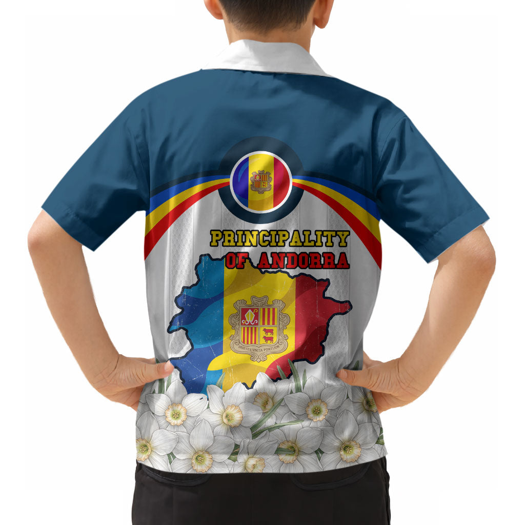 Andorra Independence Day Kid Hawaiian Shirt Freedom Grandella Narcissus Falcon Map Flag