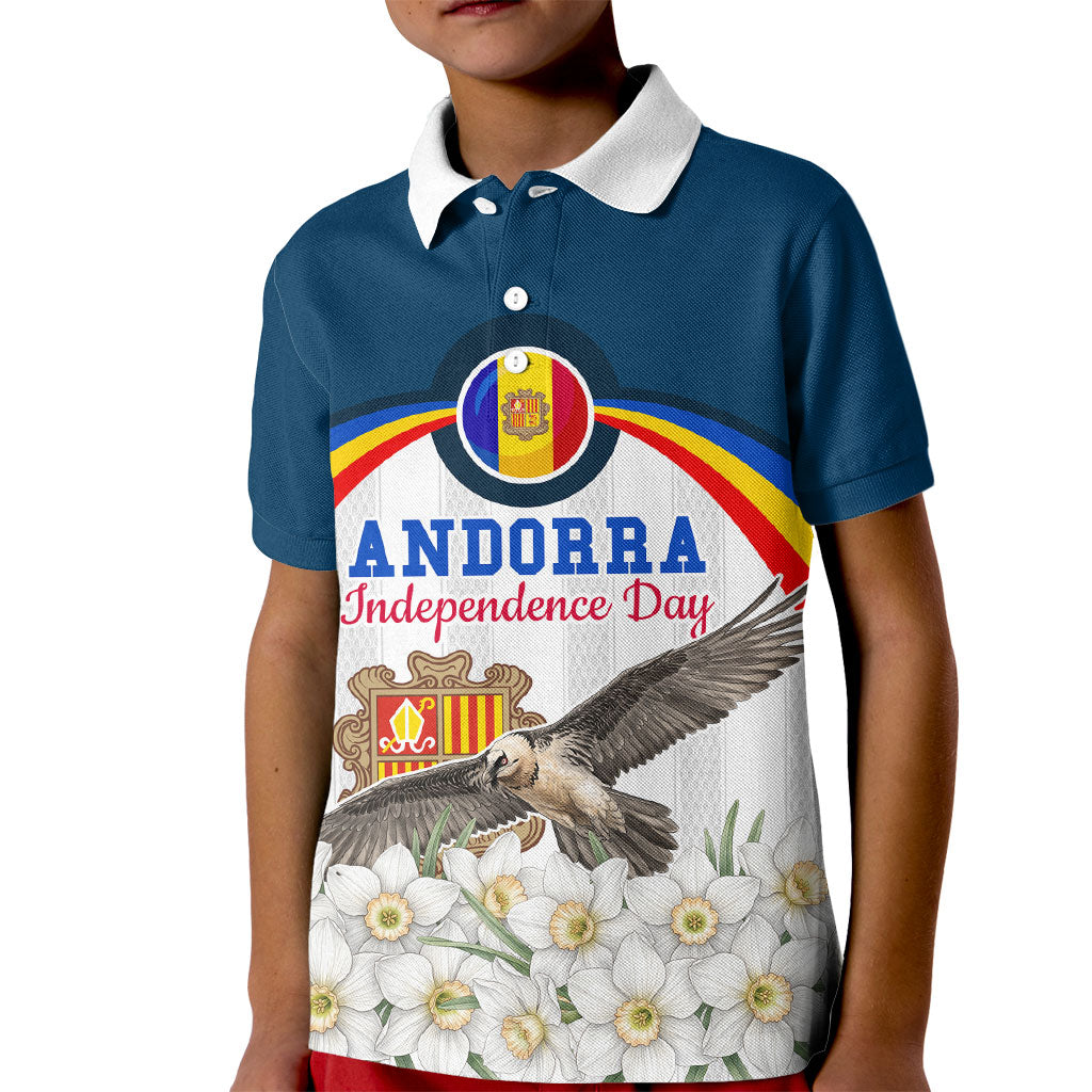 Andorra Independence Day Kid Polo Shirt Freedom Grandella Narcissus Falcon Map Flag