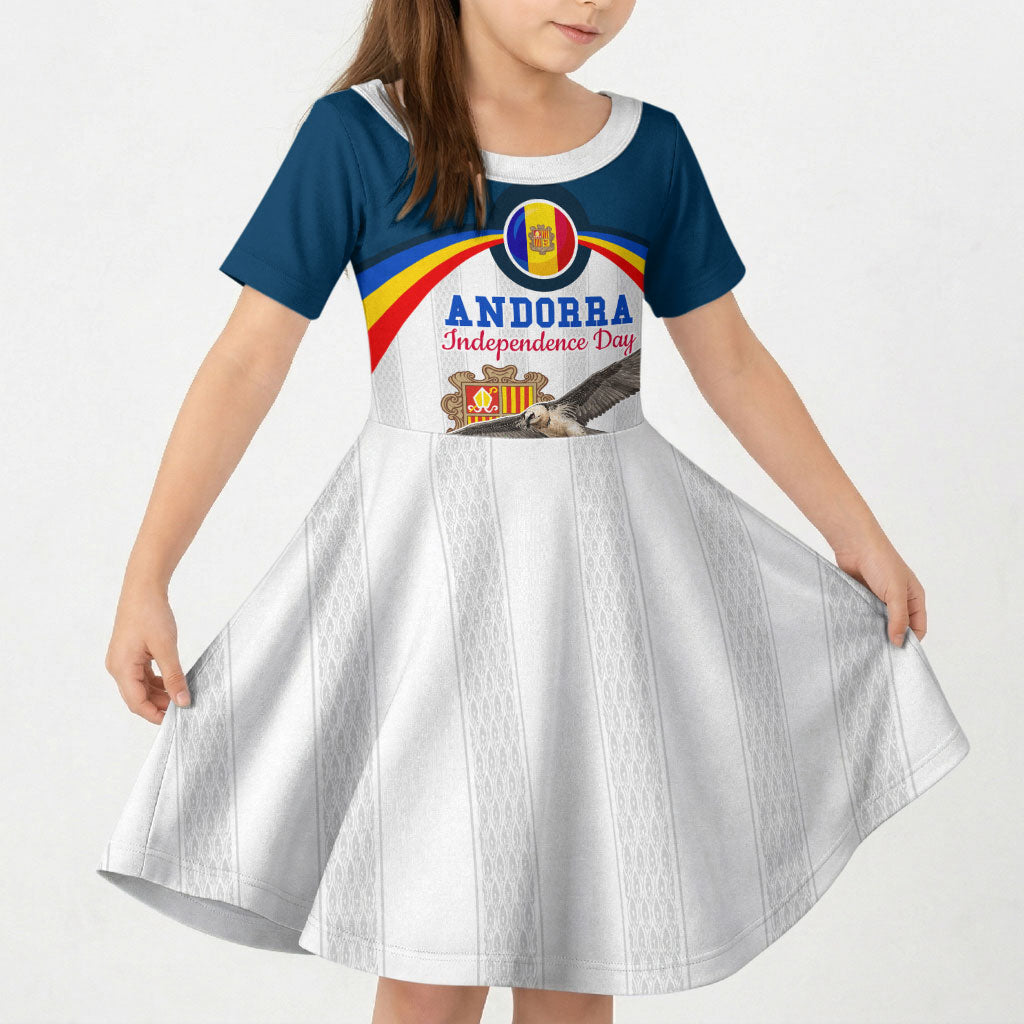 Andorra Independence Day Kid Short Sleeve Dress Freedom Grandella Narcissus Falcon Map Flag