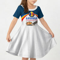 Andorra Independence Day Kid Short Sleeve Dress Freedom Grandella Narcissus Falcon Map Flag
