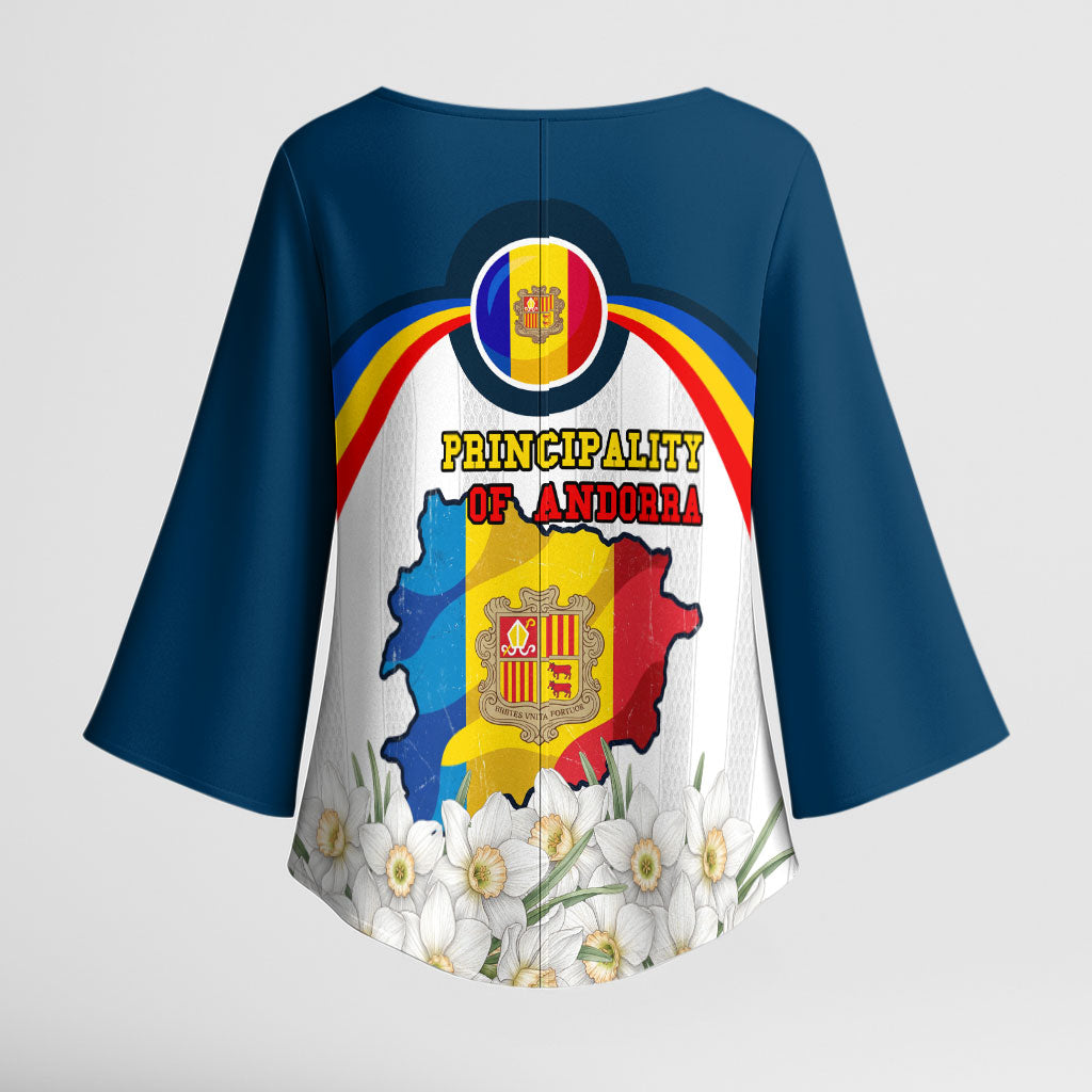 Andorra Independence Day Kimono Sleeve Blouse Freedom Grandella Narcissus Falcon Map Flag