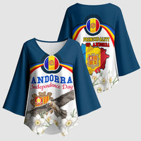 Andorra Independence Day Kimono Sleeve Blouse Freedom Grandella Narcissus Falcon Map Flag