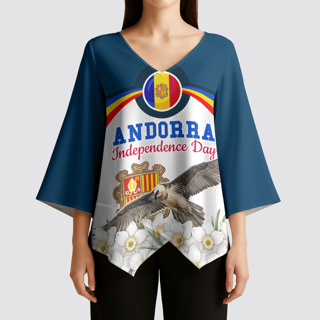 Andorra Independence Day Kimono Sleeve Blouse Freedom Grandella Narcissus Falcon Map Flag