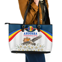 Andorra Independence Day Leather Tote Bag Freedom Grandella Narcissus Falcon Map Flag