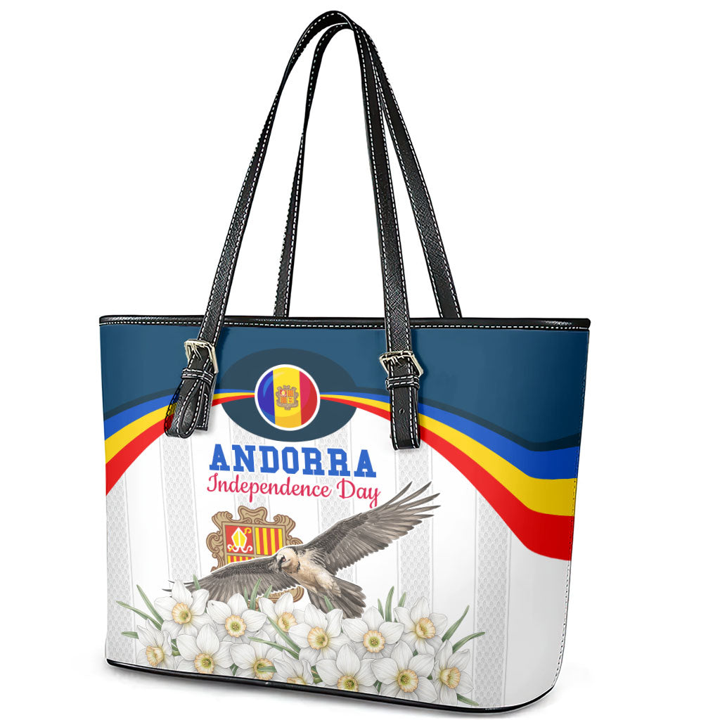 Andorra Independence Day Leather Tote Bag Freedom Grandella Narcissus Falcon Map Flag