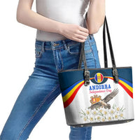 Andorra Independence Day Leather Tote Bag Freedom Grandella Narcissus Falcon Map Flag