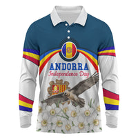 Andorra Independence Day Long Sleeve Polo Shirt Freedom Grandella Narcissus Falcon Map Flag