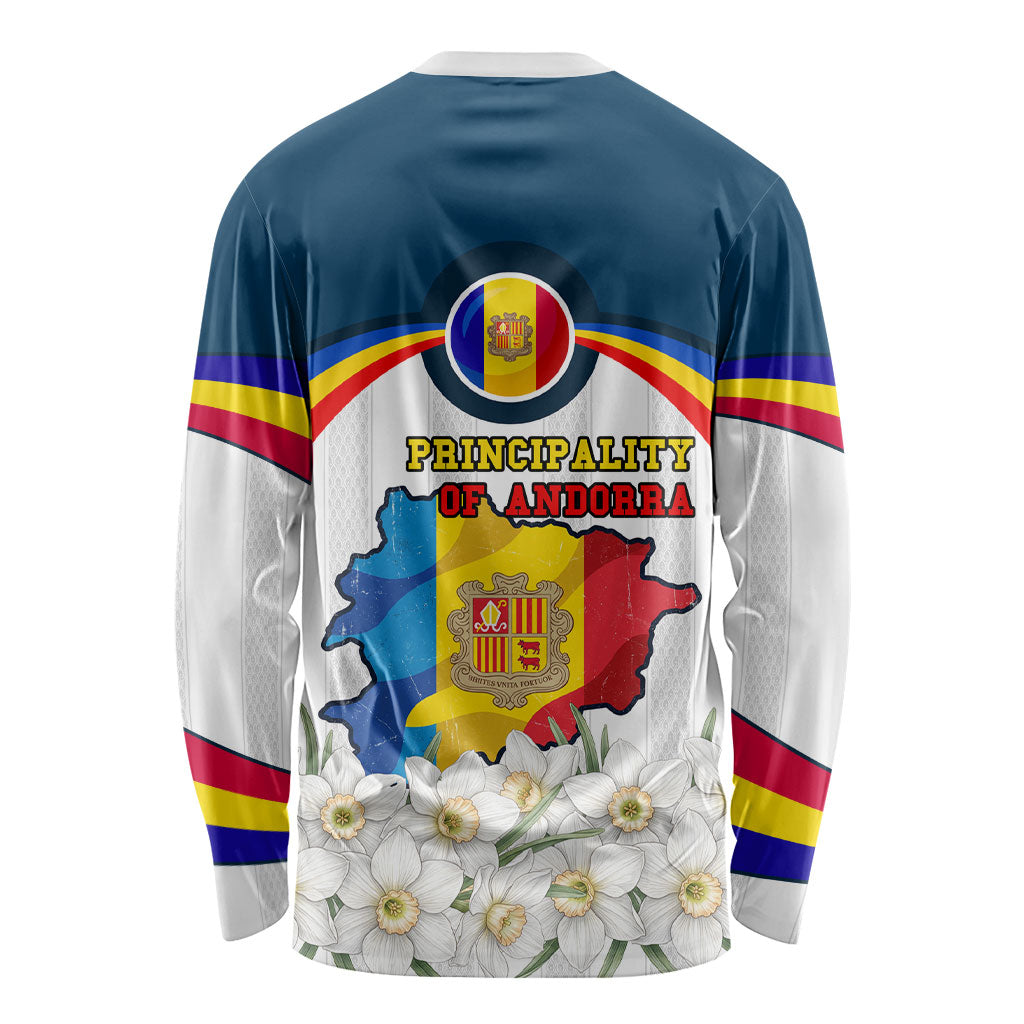 Andorra Independence Day Long Sleeve Shirt Freedom Grandella Narcissus Falcon Map Flag