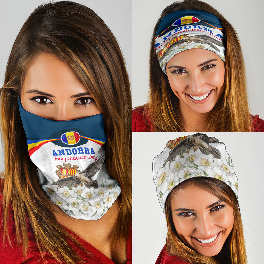 Andorra Independence Day Neck Gaiter Freedom Grandella Narcissus Falcon Map Flag