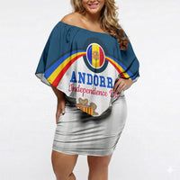 Andorra Independence Day Off Shoulder Short Dress Freedom Grandella Narcissus Falcon Map Flag