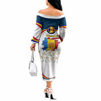 Andorra Independence Day Off The Shoulder Long Sleeve Dress Freedom Grandella Narcissus Falcon Map Flag