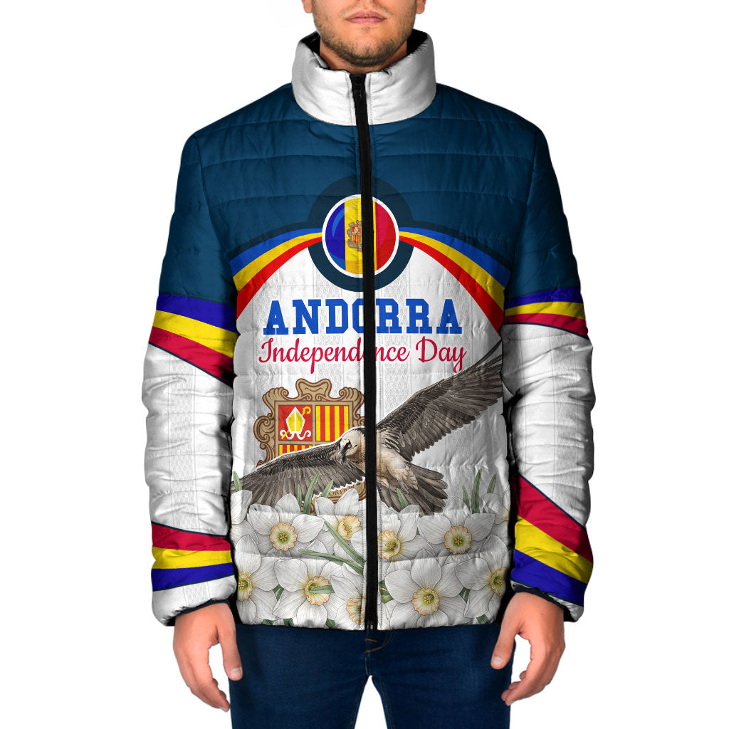 Andorra Independence Day Padded Jacket Freedom Grandella Narcissus Falcon Map Flag