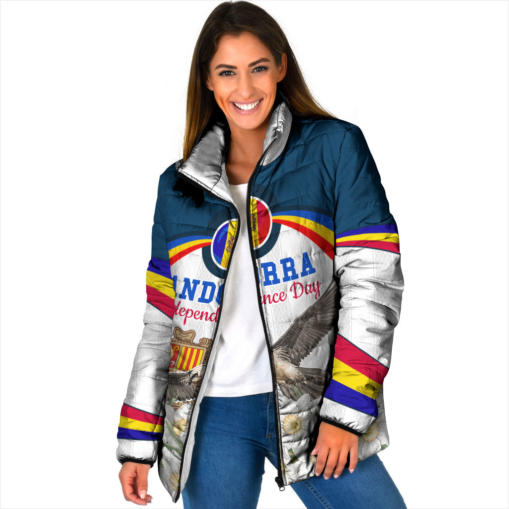 Andorra Independence Day Padded Jacket Freedom Grandella Narcissus Falcon Map Flag