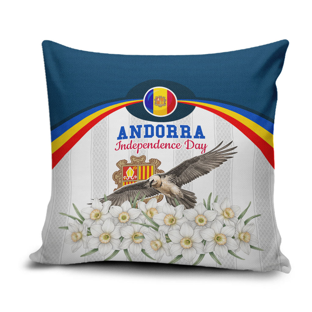 Andorra Independence Day Pillow Cover Freedom Grandella Narcissus Falcon Map Flag