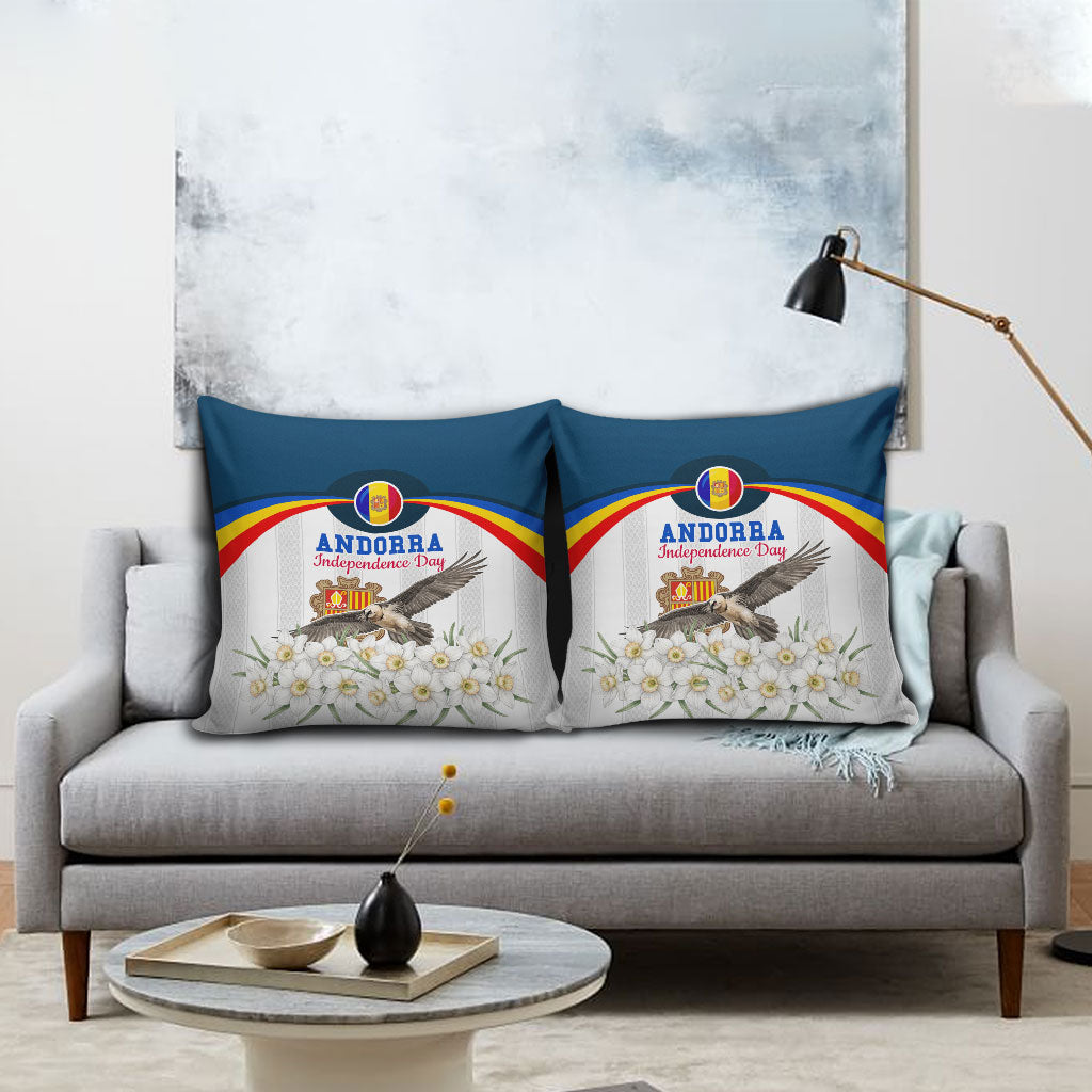 Andorra Independence Day Pillow Cover Freedom Grandella Narcissus Falcon Map Flag