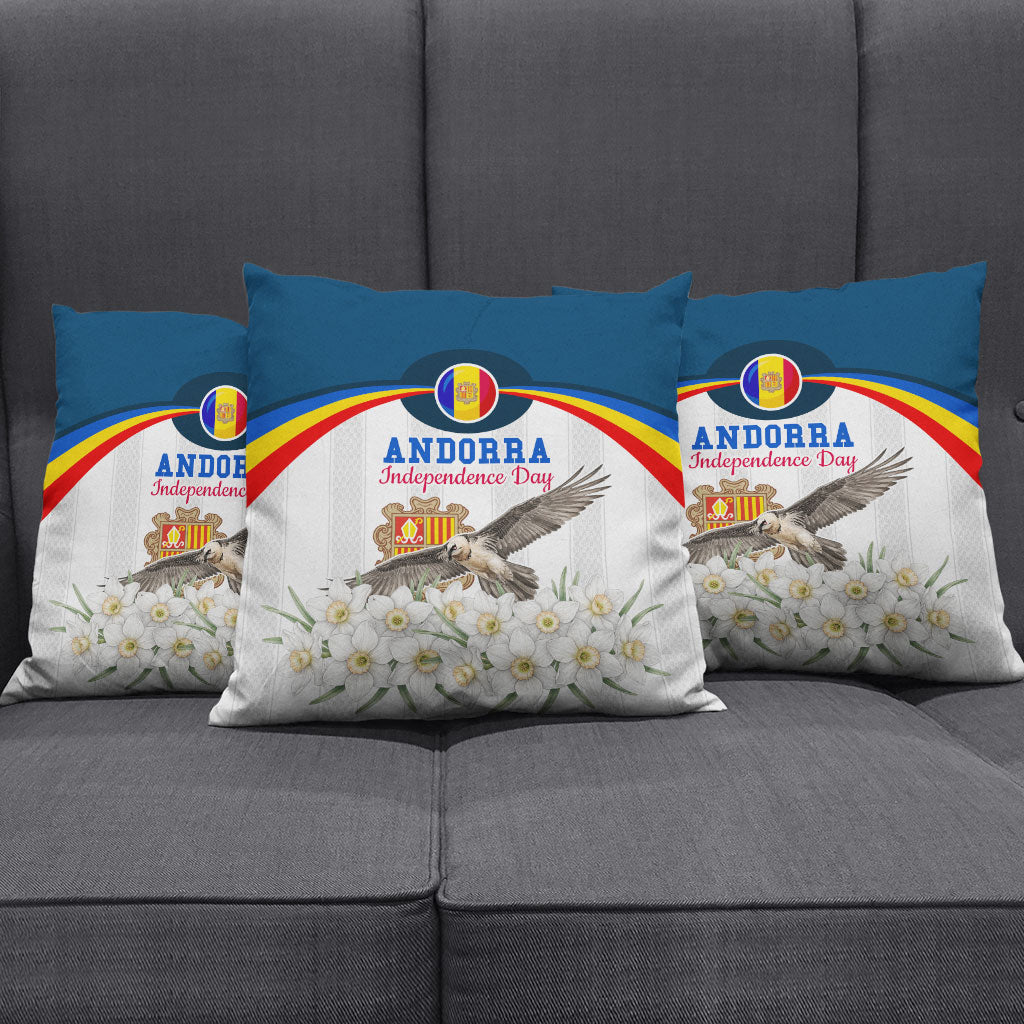 Andorra Independence Day Pillow Cover Freedom Grandella Narcissus Falcon Map Flag