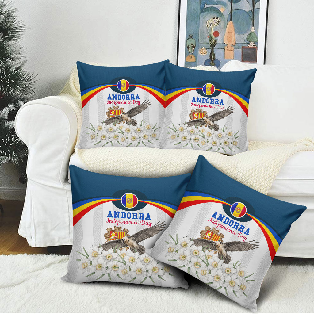 Andorra Independence Day Pillow Cover Freedom Grandella Narcissus Falcon Map Flag